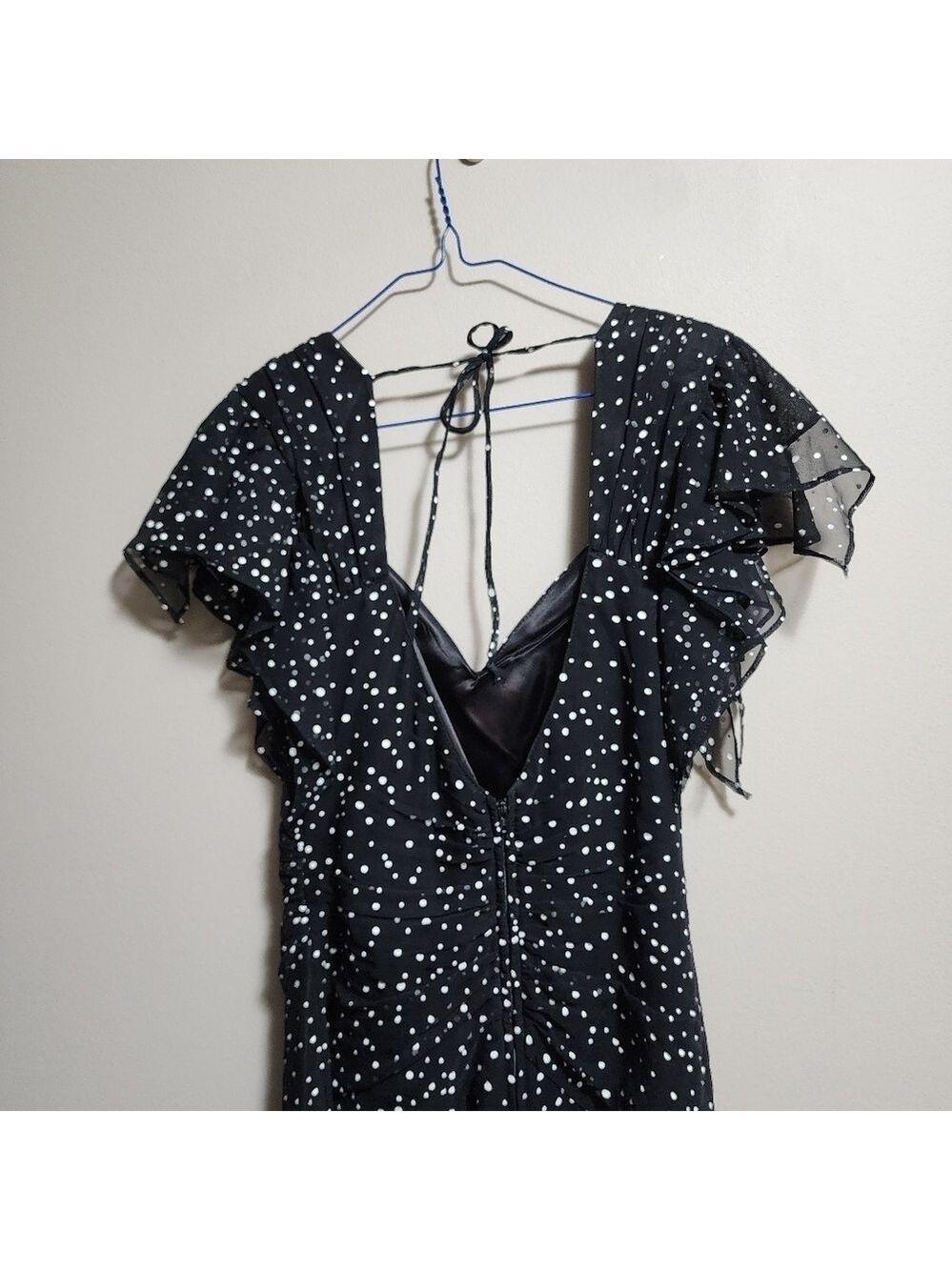 Vintage New Leaf Vneck polka dots draped midi dress size 6 - Picture 5 of 8